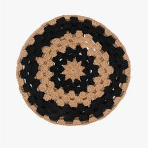 Ganni Black and Tan Crochet Hat
